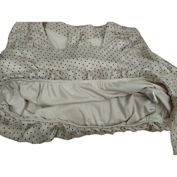 Rebecca Malone Womens 1X Champagne Polka Dot Balloon Plus Size Blouse - Picture 12 of 12